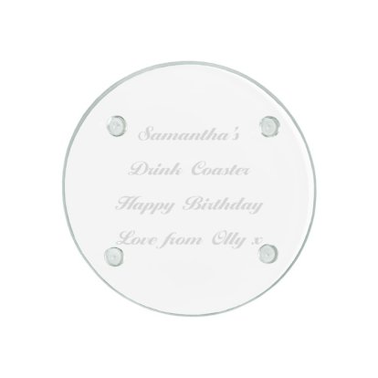 Engraved Message Round Glass Coaster