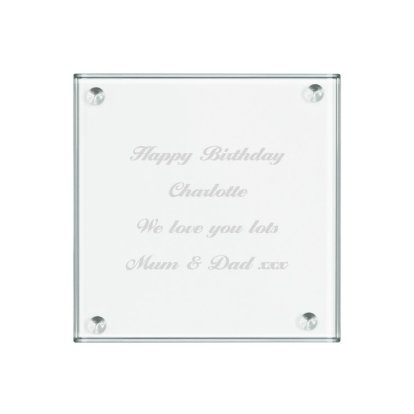 Engraved Message Square Glass Coasters