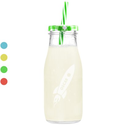 Engraved Milk Bottle - Rocket