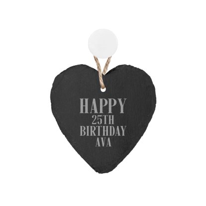 Engraved Heart Slate Keepsake - Happy Birthday