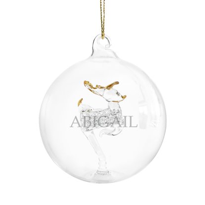 Engraved Name Glass Reindeer Bauble