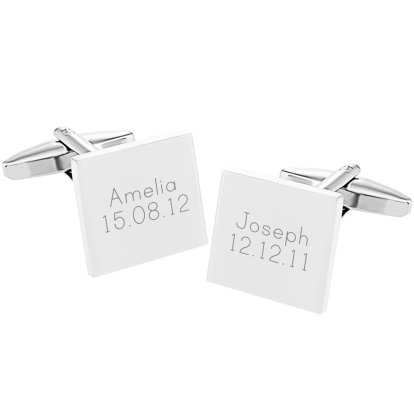 Personalised Names and Birthday Cufflinks