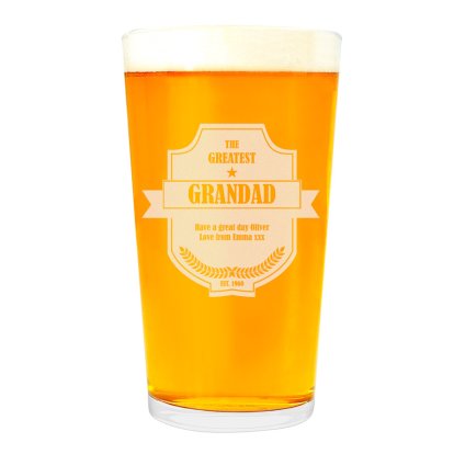 Engraved Pint Glass - The Greatest