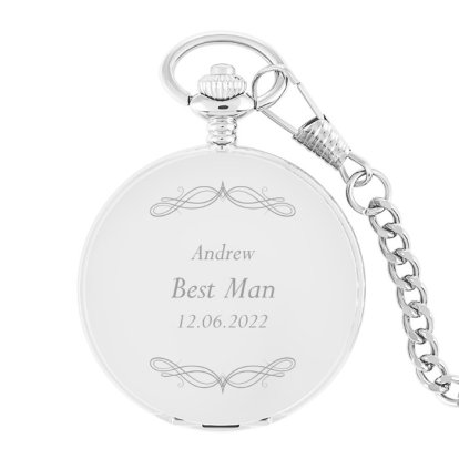 Engraved Pocket Watch - Best Man Swirl