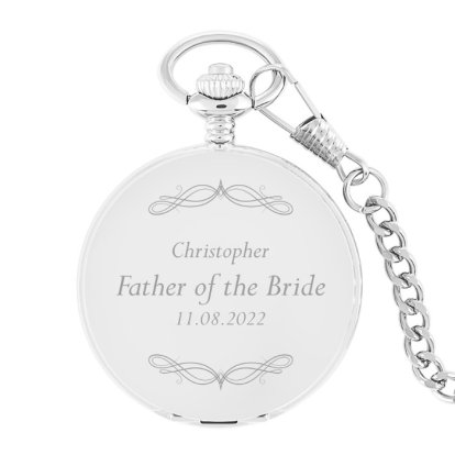 Engraved Pocket Watch - Father of the Bride Swirl