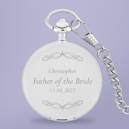 Engraved Pocket Watch - Father of the Bride Swirl 