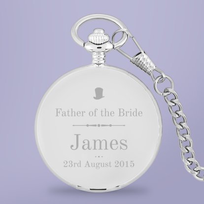Engraved Pocket Watch - Father of the Bride Top Hat Photo 5