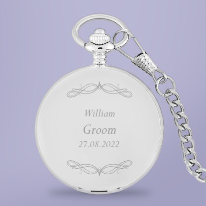 Engraved Pocket Watch - Groom Swirl 