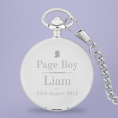 Engraved Pocket Watch - Page Boy Top Hat