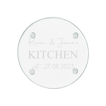Engraved Round Glass Coaster - For Couples