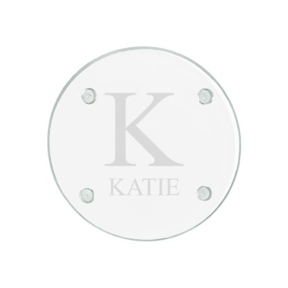Engraved Round Glass Coaster - Initial & Name