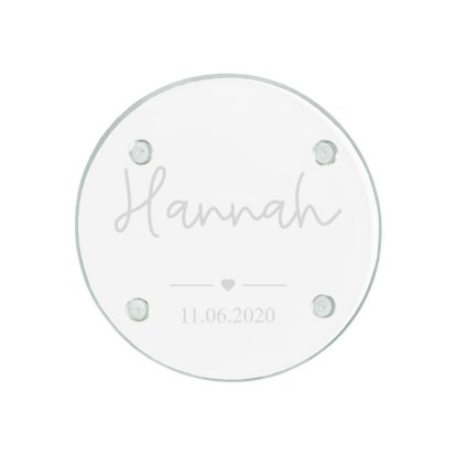 Engraved Round Glass Coaster - Name & Date