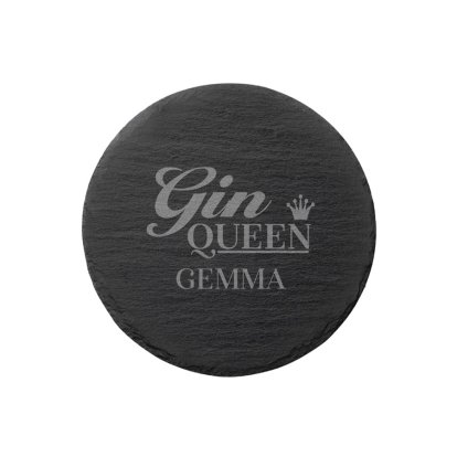 Engraved Round Slate Coaster - Gin Queen
