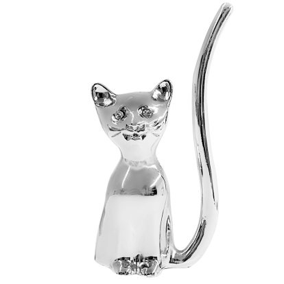 Engraved Silver Finish Ring Cat Holder 