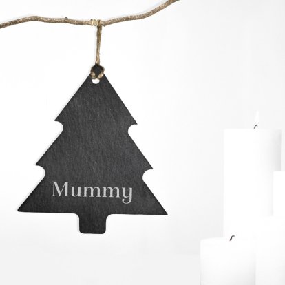 Engraved Slate Christmas Tree Decoration for Her 