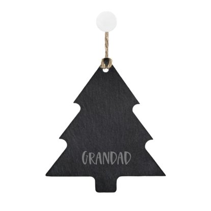 Engraved Slate Christmas Tree Decoration for Him 