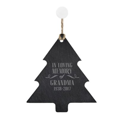 Engraved Slate Christmas Tree Decoration - In Loving Memory