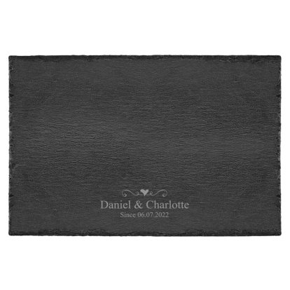 Engraved Slate Placemats - Heart and Swirl Design
