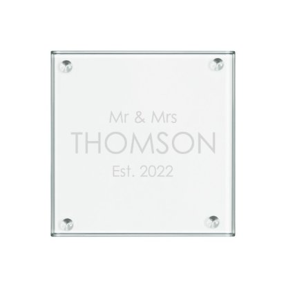 Engraved Square Glass Coaster for Couples