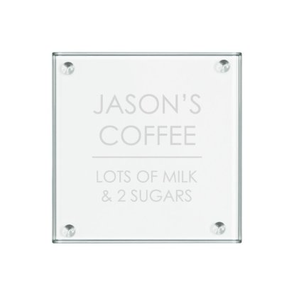 Engraved Square Glass Coaster - Morning Coffee