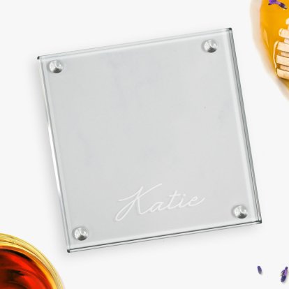 Engraved Square Glass Coaster - Name