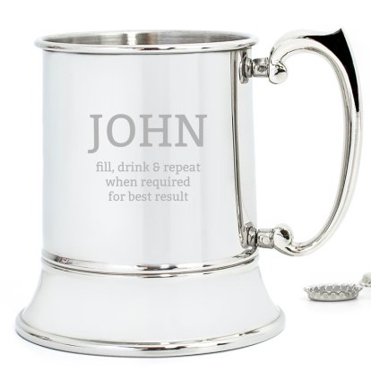 Engraved Stainless Steel Tankard - Name and Message 