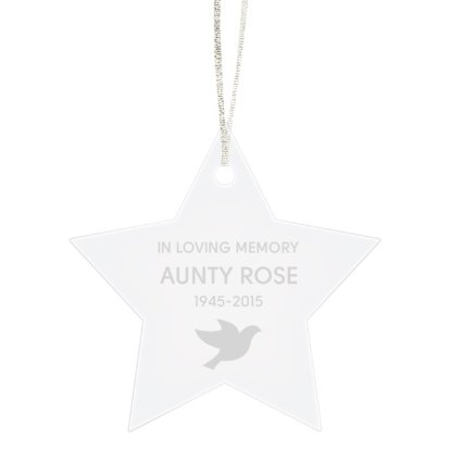 Engraved Star Dove In Loving Memory Decoration