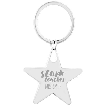Engraved Star Teacher Keyring