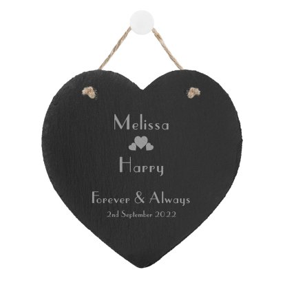 Engraved The One I Love Slate Heart Decoration