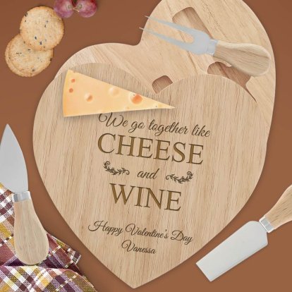 Engraved Valentine's Day Cheeseboard Gift Set