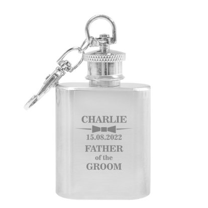 Engraved Wedding Keyring Flask - Classic Bow Tie