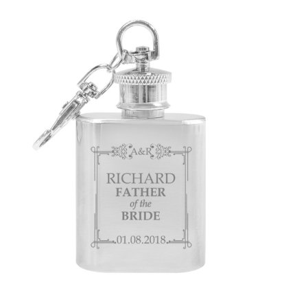 Engraved Wedding Keyring Flask - Classic Frame Design