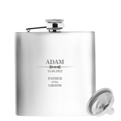 Engraved Wedding Hip Flask - Classic Bow Tie