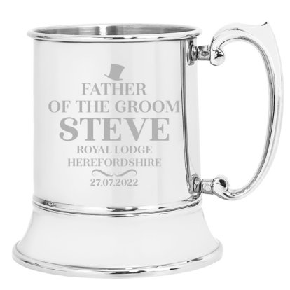 Engraved Wedding Stainless Steel Tankard - Father of...
