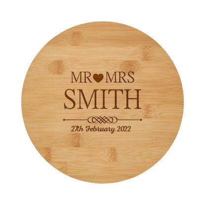 Engraved Wooden Bamboo Board - Mr and Mrs