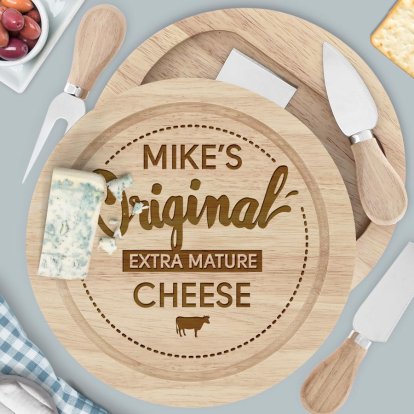 Engraved Wooden Cheese Board Set - Original