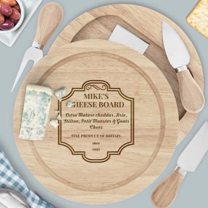 Engraved Wooden Cheese Board Set - Since... Photo 3