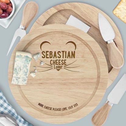 Engraved Wooden Cheese Board Set - Cheese Lover