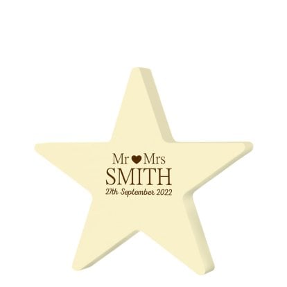 Personalised Wooden Cream Star Keepsake for Couples