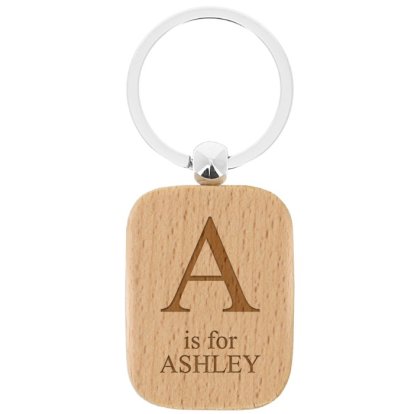 Engraved Wooden Keyring - Initial & Name