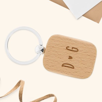 Engraved Wooden Keyring - Initials 