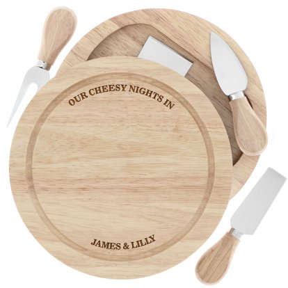 Engraved Wooden Message Cheese Board Set