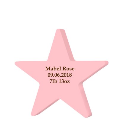 Personalised  Wooden Pink Star Keepsake for Girls