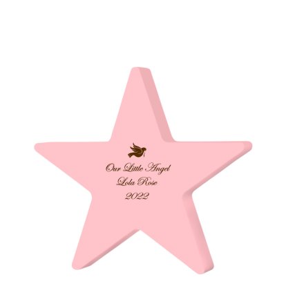 Personalised Wooden Pink Star Keepsake - In Loving Memory