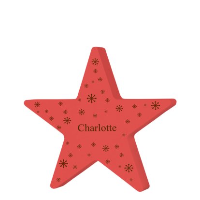 Personalised Wooden Red Star - Snowflakes Design
