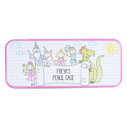 Fairy-Tale Personalised Pink Pencil Tin