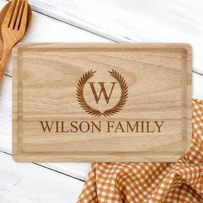 Family Crest Personalised Rectangular Chopping Board