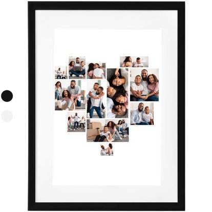 Father's Day Multi Photo Heart Collage Print Black