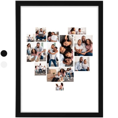 Father's Day Multi Photo Heart Collage Print Black 