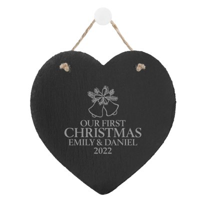 First Christmas Personalised Slate Heart